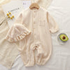 Macacão de bebê com chapéu de manga longa. 100% algodão para meninos e meninas